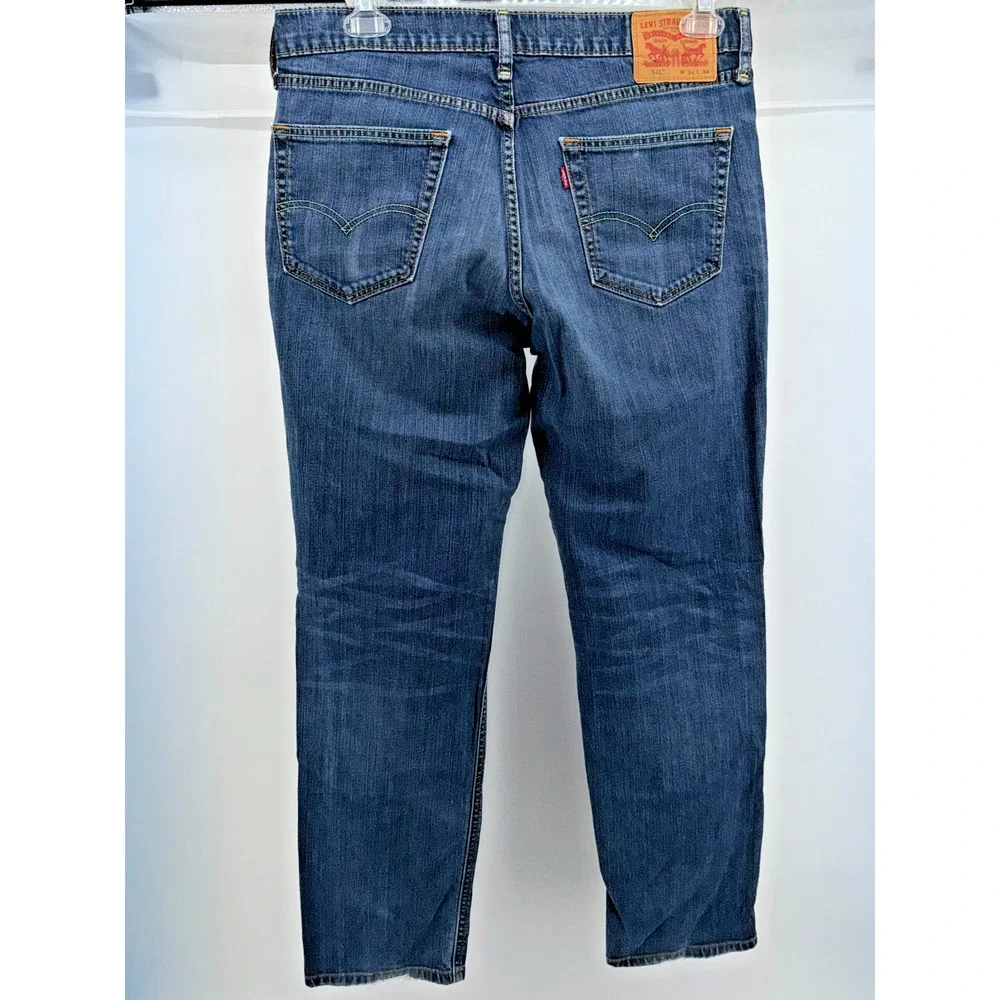 Levis 541 Athletic Fit Stretch Jeans Medium Wash Mens 36x32 Tapered Denim